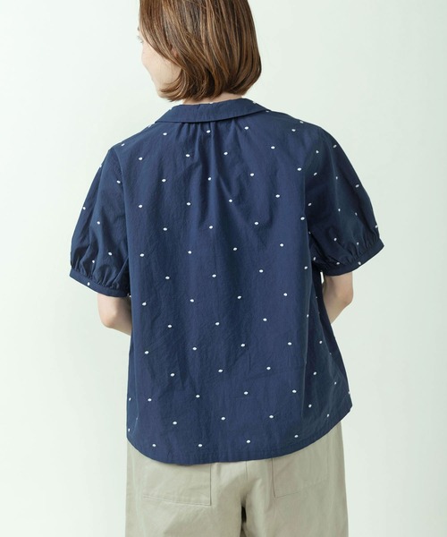 PAR ICI(パーリッシィ)の「DOT刺繍 丸襟ブラウス(セットアップ対応)(シャツ/ブラウス・レディース・ネイビー/アイボリー・FREE)」の5枚目の写真