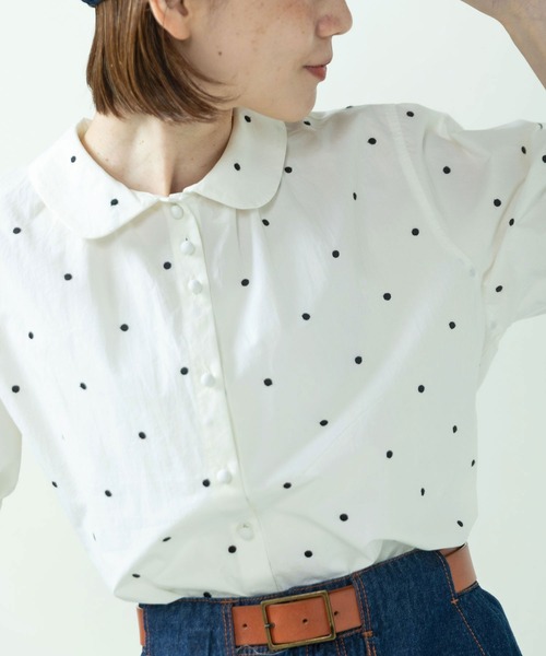 PAR ICI(パーリッシィ)の「DOT刺繍 丸襟ブラウス(セットアップ対応)(シャツ/ブラウス・レディース・ネイビー/アイボリー・FREE)」の19枚目の写真