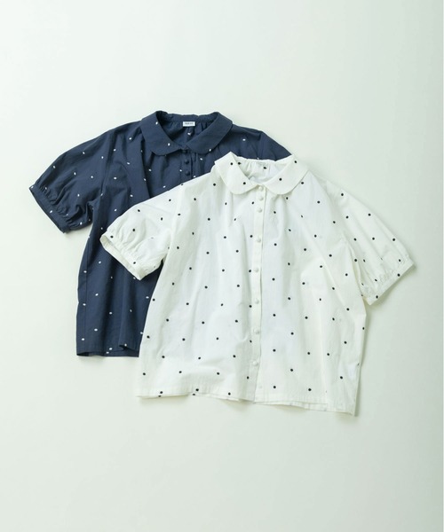 PAR ICI(パーリッシィ)の「DOT刺繍 丸襟ブラウス(セットアップ対応)(シャツ/ブラウス・レディース・ネイビー/アイボリー・FREE)」の3枚目の写真