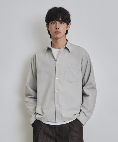 COSTUME O’CLOCK（コスチュームオクロック）の「[COCLXサック型] ソリッドセミクロップロングスリーブシャツ 2カラー COOSSH199（シャツ/ブラウス・メンズ・ライトグレー/スカイブルー・LARGE/MEDIUM/SMALL）」の8枚目の写真