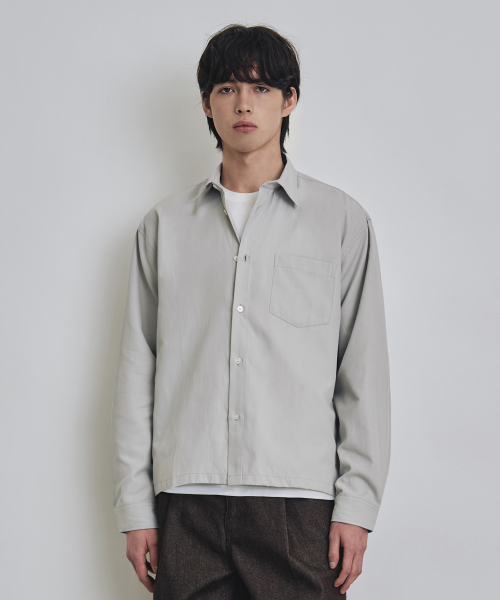 COSTUME O’CLOCK（コスチュームオクロック）の「[COCLXサック型] ソリッドセミクロップロングスリーブシャツ 2カラー COOSSH199（シャツ/ブラウス・メンズ・ライトグレー/スカイブルー・LARGE/MEDIUM/SMALL）」の9枚目の写真
