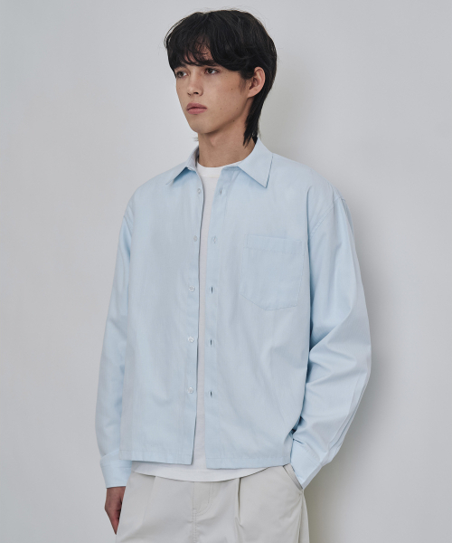 COSTUME O’CLOCK（コスチュームオクロック）の「[COCLXサック型] ソリッドセミクロップロングスリーブシャツ 2カラー COOSSH199（シャツ/ブラウス・メンズ・ライトグレー/スカイブルー・LARGE/MEDIUM/SMALL）」の14枚目の写真