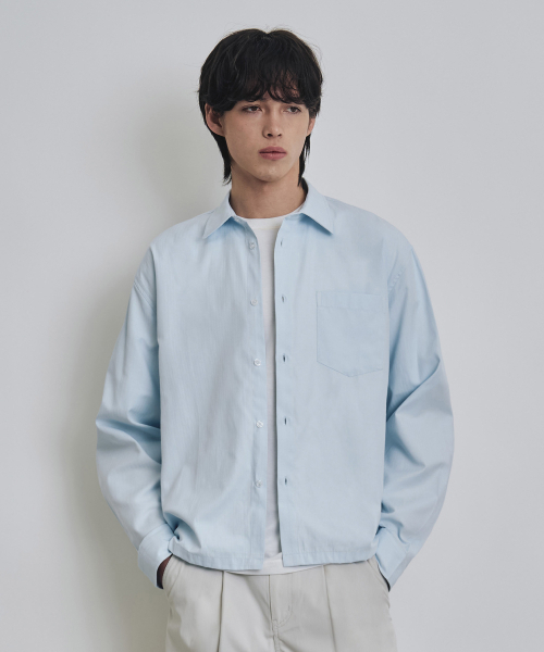 COSTUME O’CLOCK（コスチュームオクロック）の「[COCLXサック型] ソリッドセミクロップロングスリーブシャツ 2カラー COOSSH199（シャツ/ブラウス・メンズ・ライトグレー/スカイブルー・LARGE/MEDIUM/SMALL）」の15枚目の写真