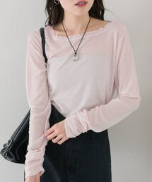 【4色展開/レイヤードスタイルにも◎】チュールタグシアーロンT