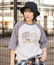 【TOM＆JERRY/トムとジェリー】【軽やかな着心地でお出掛けにぴったり！】ラグラン7分袖Tシャツ キャラクター トムジェリ 配色切り替え フットボールT 七分袖 ベースボールT ストリート アメカジ