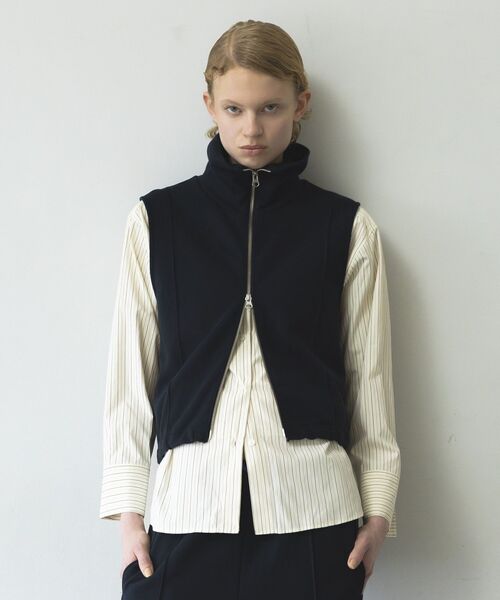 GARAGE OF GOOD CLOTHING（ガレージオブグッドクロージング）の「【日本製】裏毛ドロストショートベスト（ベスト・レディース・ホワイト系その他/ネイビー/杢グレー・FREE）」の3枚目の写真