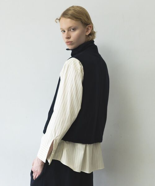 GARAGE OF GOOD CLOTHING（ガレージオブグッドクロージング）の「【日本製】裏毛ドロストショートベスト（ベスト・レディース・ホワイト系その他/ネイビー/杢グレー・FREE）」の5枚目の写真