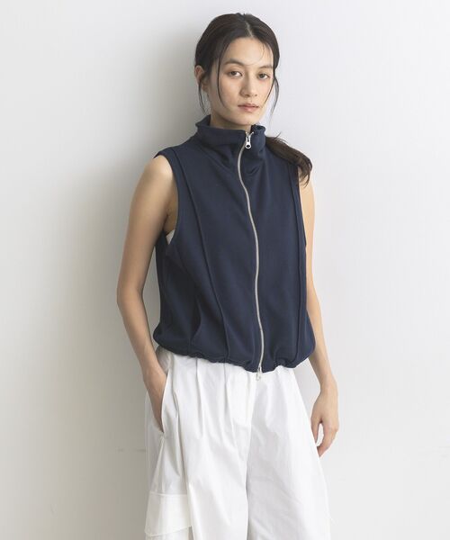 GARAGE OF GOOD CLOTHING（ガレージオブグッドクロージング）の「【日本製】裏毛ドロストショートベスト（ベスト・レディース・ホワイト系その他/ネイビー/杢グレー・FREE）」の12枚目の写真