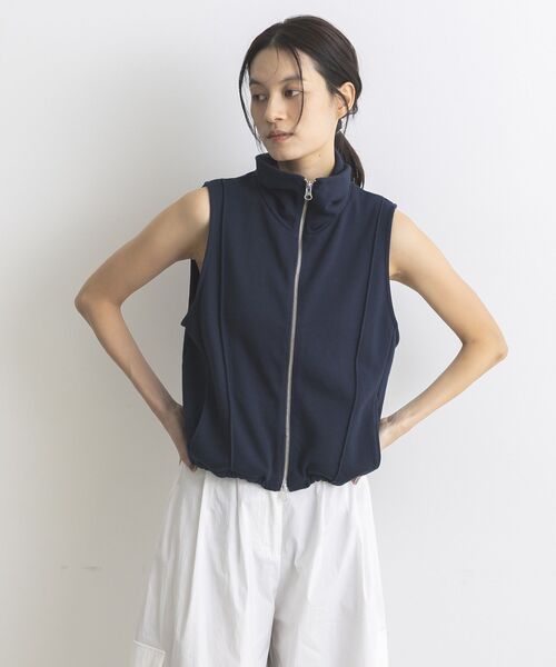 GARAGE OF GOOD CLOTHING（ガレージオブグッドクロージング）の「【日本製】裏毛ドロストショートベスト（ベスト・レディース・ホワイト系その他/ネイビー/杢グレー・FREE）」の13枚目の写真