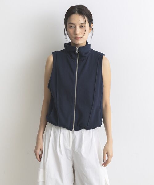 GARAGE OF GOOD CLOTHING（ガレージオブグッドクロージング）の「【日本製】裏毛ドロストショートベスト（ベスト・レディース・ホワイト系その他/ネイビー/杢グレー・FREE）」の15枚目の写真