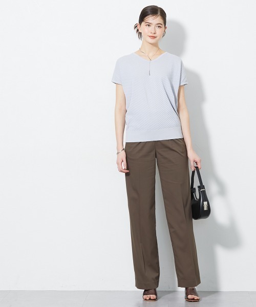 slattgir(スラットジール)の「【UVカット・遮熱】洗える半袖柄バイヤスリブニット(トールサイズ)(ニット/セーター・レディース・ライトグレー/ブラック/ブルー・TM/TLL/TL/T5L/T4L/T3L)」の11枚目の写真