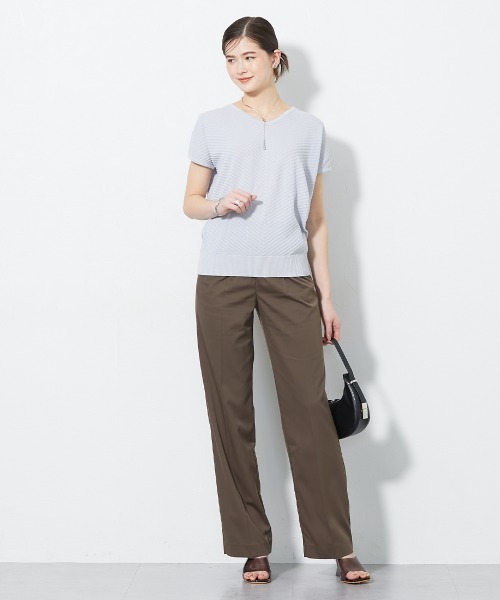 slattgir(スラットジール)の「【UVカット・遮熱】洗える半袖柄バイヤスリブニット(トールサイズ)(ニット/セーター・レディース・ライトグレー/ブラック/ブルー・TM/TLL/TL/T5L/T4L/T3L)」の12枚目の写真