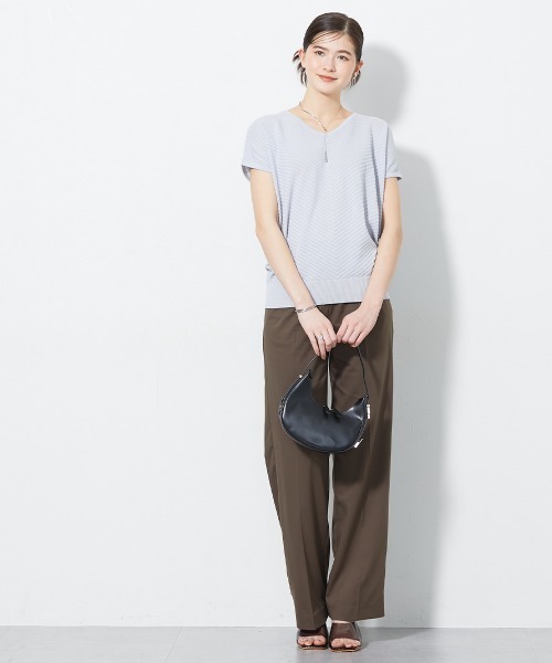 slattgir(スラットジール)の「【UVカット・遮熱】洗える半袖柄バイヤスリブニット(トールサイズ)(ニット/セーター・レディース・ライトグレー/ブラック/ブルー・TM/TLL/TL/T5L/T4L/T3L)」の14枚目の写真