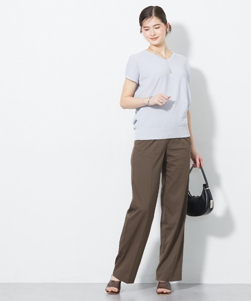 slattgir(スラットジール)の「【UVカット・遮熱】洗える半袖柄バイヤスリブニット(トールサイズ)(ニット/セーター・レディース・ライトグレー/ブラック/ブルー・TM/TLL/TL/T5L/T4L/T3L)」の16枚目の写真