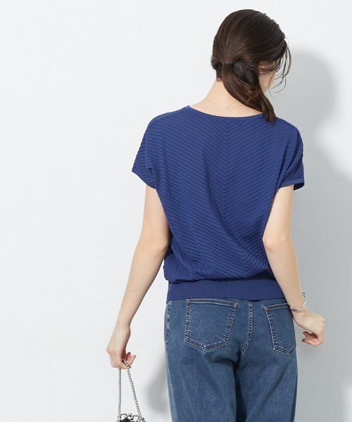 slattgir(スラットジール)の「【UVカット・遮熱】洗える半袖柄バイヤスリブニット(トールサイズ)(ニット/セーター・レディース・ライトグレー/ブラック/ブルー・TM/TLL/TL/T5L/T4L/T3L)」の18枚目の写真