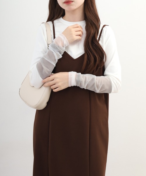 FUNALIVE(ファンアライブ)の「comoely closet 異素材ギャザーアクセントトップス 長袖(Tシャツ/カットソー・レディース・グレー/ホワイト・S/M)」の18枚目の写真