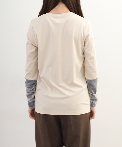 FUNALIVE(ファンアライブ)の「comoely closet 異素材ギャザーアクセントトップス 長袖(Tシャツ/カットソー・レディース・グレー/ホワイト・S/M)」の14枚目の写真