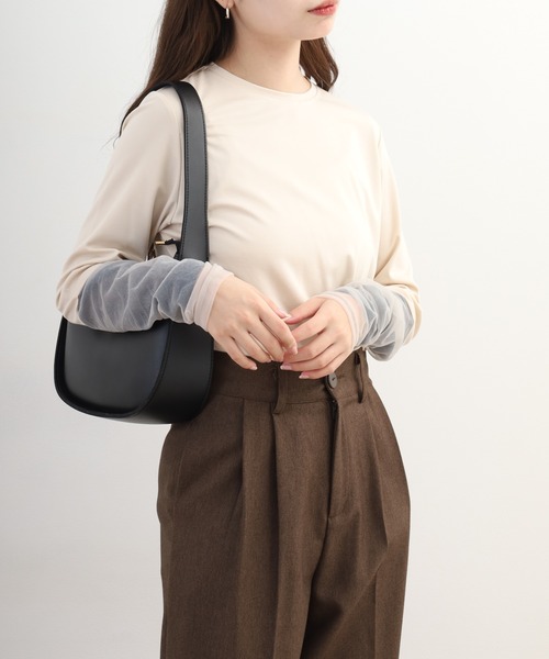 FUNALIVE(ファンアライブ)の「comoely closet 異素材ギャザーアクセントトップス 長袖(Tシャツ/カットソー・レディース・グレー/ホワイト・S/M)」の8枚目の写真