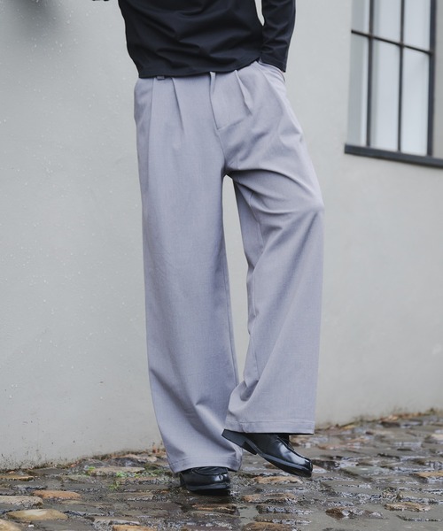 Regen Glanz（レーゲングランツ）の「2 tuck straight slacks / ツータックストレートスラックス（スラックス・メンズ・グレー/ブラック・LARGE/SMALL/MEDIUM）」の9枚目の写真