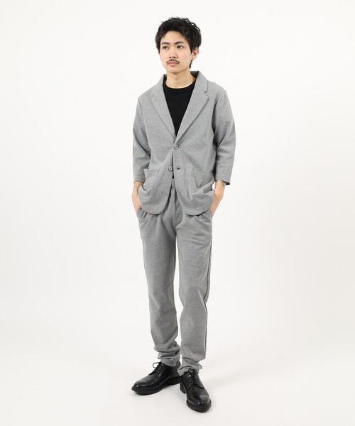 Relation（リレーション）の「ポンチ長袖＆7分袖JK　テーパードPTセットアップ（セットアップ・メンズ・ネイビー系/グレー/ブラック系/ハウンドトゥース/チャコール/ネイビー/ブラック/グレー系/チャコールグレー・XL-Short/XL-Long/M-Long/L-Long/M-Short/L-Short）」の6枚目の写真