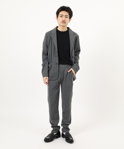 Relation（リレーション）の「ポンチ長袖＆7分袖JK　テーパードPTセットアップ（セットアップ・メンズ・ネイビー系/グレー/ブラック系/ハウンドトゥース/チャコール/ネイビー/ブラック/グレー系/チャコールグレー・XL-Short/XL-Long/M-Long/L-Long/M-Short/L-Short）」の5枚目の写真