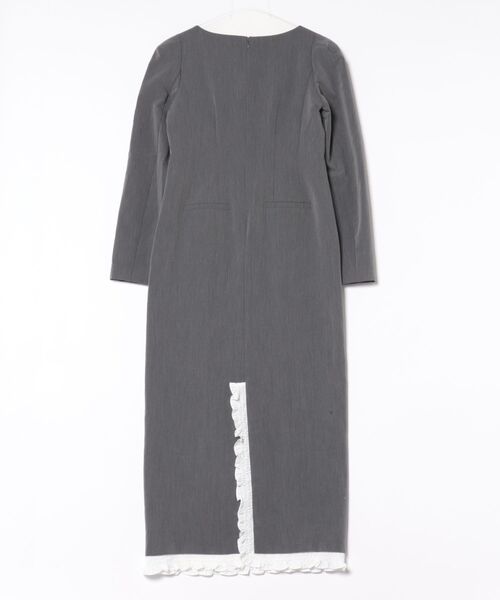 DONOBAN(ドノバン)の「【ANDRESD】frills trim long dress 結婚式 ワンピース パーティードレス オケージョンドレス お呼ばれ 二次会 成人式 同窓会(ドレス・レディース・ブラック/グレー・S/M/L)」の3枚目の写真