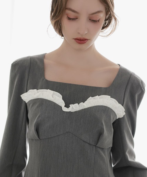DONOBAN(ドノバン)の「【ANDRESD】frills trim long dress 結婚式 ワンピース パーティードレス オケージョンドレス お呼ばれ 二次会 成人式 同窓会(ドレス・レディース・ブラック/グレー・S/M/L)」の8枚目の写真