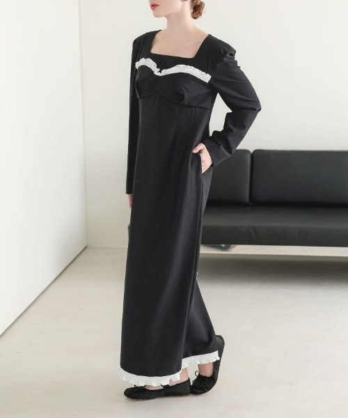 DONOBAN(ドノバン)の「【ANDRESD】frills trim long dress 結婚式 ワンピース パーティードレス オケージョンドレス お呼ばれ 二次会 成人式 同窓会(ドレス・レディース・ブラック/グレー・S/M/L)」の13枚目の写真