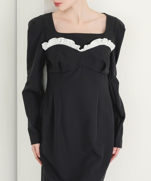 DONOBAN(ドノバン)の「【ANDRESD】frills trim long dress 結婚式 ワンピース パーティードレス オケージョンドレス お呼ばれ 二次会 成人式 同窓会(ドレス・レディース・ブラック/グレー・S/M/L)」の14枚目の写真