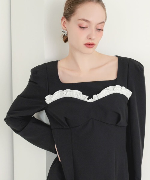 DONOBAN(ドノバン)の「【ANDRESD】frills trim long dress 結婚式 ワンピース パーティードレス オケージョンドレス お呼ばれ 二次会 成人式 同窓会(ドレス・レディース・ブラック/グレー・S/M/L)」の16枚目の写真
