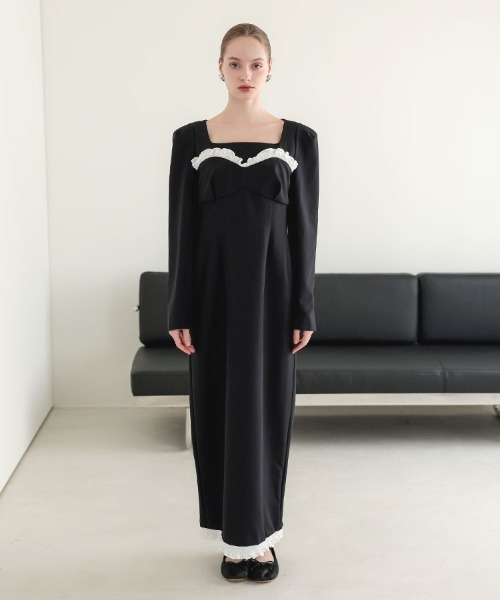 DONOBAN(ドノバン)の「【ANDRESD】frills trim long dress 結婚式 ワンピース パーティードレス オケージョンドレス お呼ばれ 二次会 成人式 同窓会(ドレス・レディース・ブラック/グレー・S/M/L)」の17枚目の写真