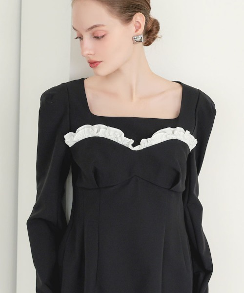 DONOBAN(ドノバン)の「【ANDRESD】frills trim long dress 結婚式 ワンピース パーティードレス オケージョンドレス お呼ばれ 二次会 成人式 同窓会(ドレス・レディース・ブラック/グレー・S/M/L)」の20枚目の写真