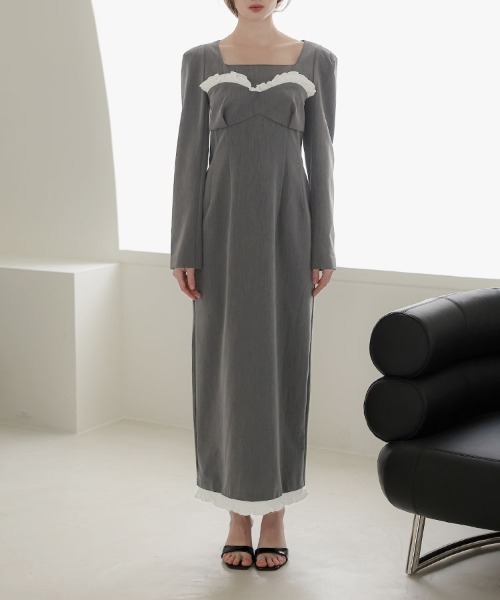 DONOBAN(ドノバン)の「【ANDRESD】frills trim long dress 結婚式 ワンピース パーティードレス オケージョンドレス お呼ばれ 二次会 成人式 同窓会(ドレス・レディース・ブラック/グレー・S/M/L)」の21枚目の写真