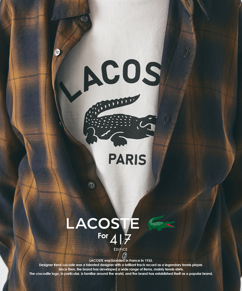 LACOSTE（ラコステ）の「【LACOSTE / ラコステ】 417別注 Print Tシャツ（Tシャツ/カットソー・メンズ・ブラック/ブルー/ベージュ/グリーン・LARGE/MEDIUM/SMALL）」の5枚目の写真
