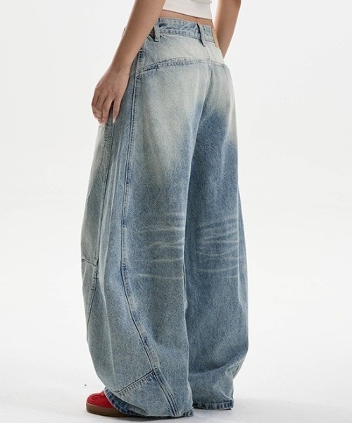 gossip!ロサンゼルス(ゴシップロサンゼルス)の「フェード加工 ワイドレッグデニムパンツ(デニムパンツ・レディース・インディゴブルー・FREE)」の8枚目の写真