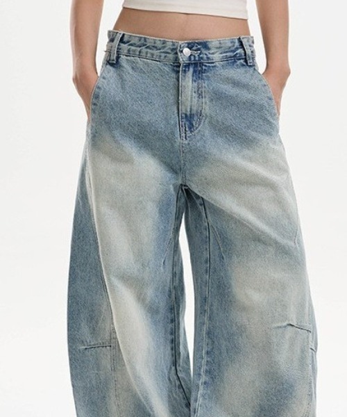 gossip!ロサンゼルス(ゴシップロサンゼルス)の「フェード加工 ワイドレッグデニムパンツ(デニムパンツ・レディース・インディゴブルー・FREE)」の9枚目の写真