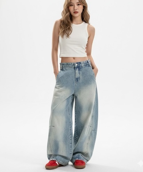 gossip!ロサンゼルス(ゴシップロサンゼルス)の「フェード加工 ワイドレッグデニムパンツ(デニムパンツ・レディース・インディゴブルー・FREE)」の13枚目の写真