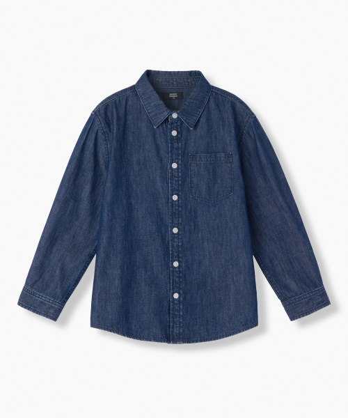MUSINSA STANDARD KIDS（ムシンサスタンダードキッズ）の「リラックスデニムシャツ [ミディアムインディゴ]（シャツ/ブラウス・レディース・その他・100/110/120/130/140/150/160）」の2枚目の写真