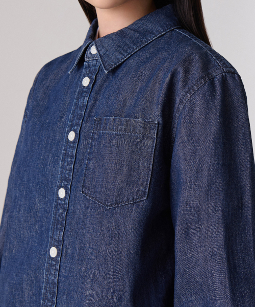 MUSINSA STANDARD KIDS（ムシンサスタンダードキッズ）の「リラックスデニムシャツ [ミディアムインディゴ]（シャツ/ブラウス・レディース・その他・100/110/120/130/140/150/160）」の5枚目の写真