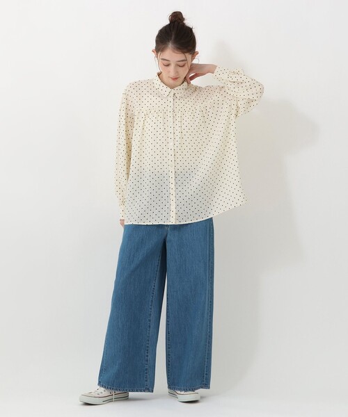 Afternoon Tea(アフタヌーンティー)の「ドット襟付きブラウス(シャツ/ブラウス・レディース・ブラック/アイボリー・MEDIUM)」の5枚目の写真