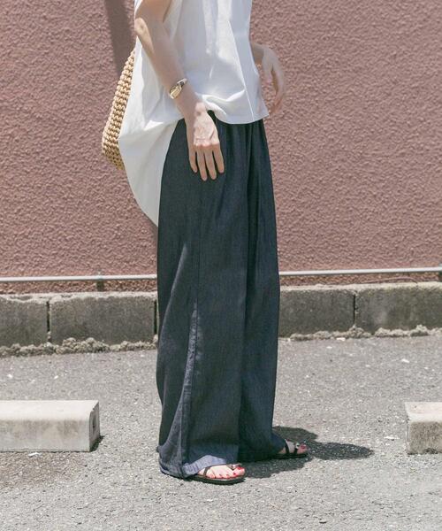 ITEMS URBANRESEARCH(アイテムズ アーバンリサーチ)の「『洗濯可』レーヨンデニムワイドパンツ(デニムパンツ・レディース・ブルー/ワンウォッシュ/ブラック・FREE)」の3枚目の写真