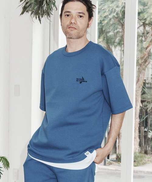 No Rain No Rainbow(ノーレインノーレインボー)の「mt10385-cardboard knit T-shirt with two-tone embroidery Tシャツ(NR26S-19)(Tシャツ/カットソー・メンズ・ホワイト/ブルー/ブラック・XL/L/M/S)」の17枚目の写真