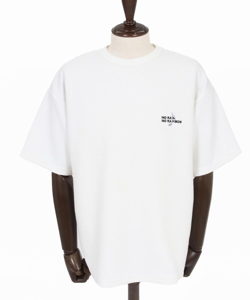 No Rain No Rainbow(ノーレインノーレインボー)の「mt10385-cardboard knit T-shirt with two-tone embroidery Tシャツ(NR26S-19)(Tシャツ/カットソー・メンズ・ホワイト/ブルー/ブラック・XL/L/M/S)」の10枚目の写真