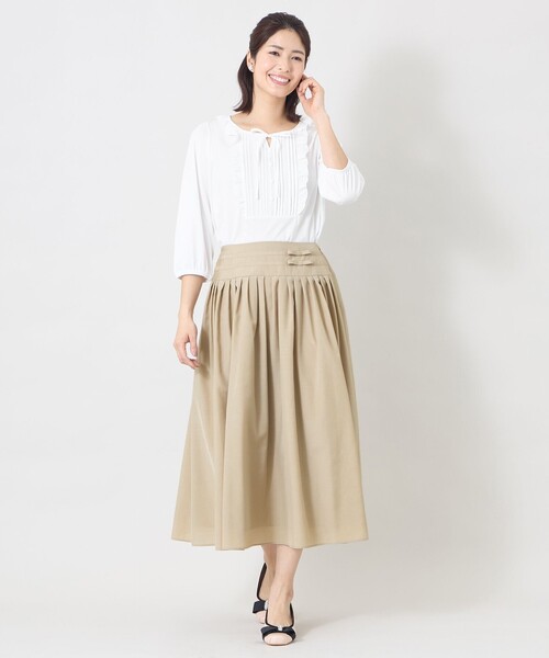 TO BE CHIC(トゥー ビー シック)の「ブライトクロスリボンタック スカート(スカート・レディース・ブラック/ピンク系その他2/ベージュ・40)」の6枚目の写真