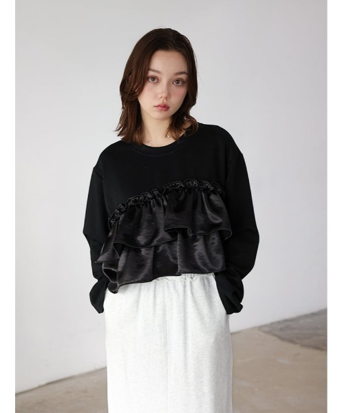 fifth(フィフス)の「アシンメトリーフリルプルオーバー(Tシャツ/カットソー・レディース・ホワイト/ブラック・M)」の3枚目の写真