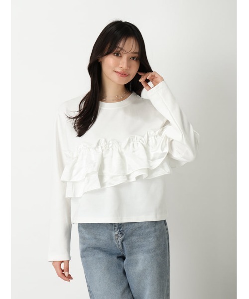 fifth(フィフス)の「アシンメトリーフリルプルオーバー(Tシャツ/カットソー・レディース・ホワイト/ブラック・M)」の9枚目の写真