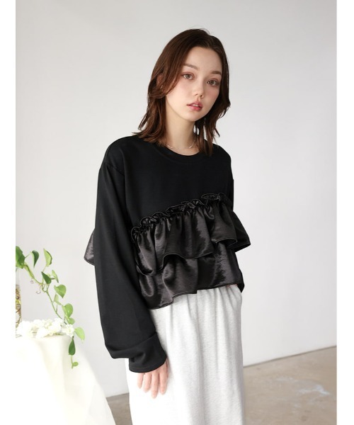fifth(フィフス)の「アシンメトリーフリルプルオーバー(Tシャツ/カットソー・レディース・ホワイト/ブラック・M)」の4枚目の写真