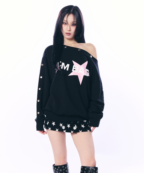 SETUP-EXE(セットアップイーエックスイー)の「STUDDED SLEEVE MTM / BLACK(スウェット・レディース・その他・OS)」の1枚目の写真