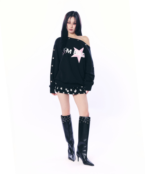 SETUP-EXE(セットアップイーエックスイー)の「STUDDED SLEEVE MTM / BLACK(スウェット・レディース・その他・OS)」の2枚目の写真