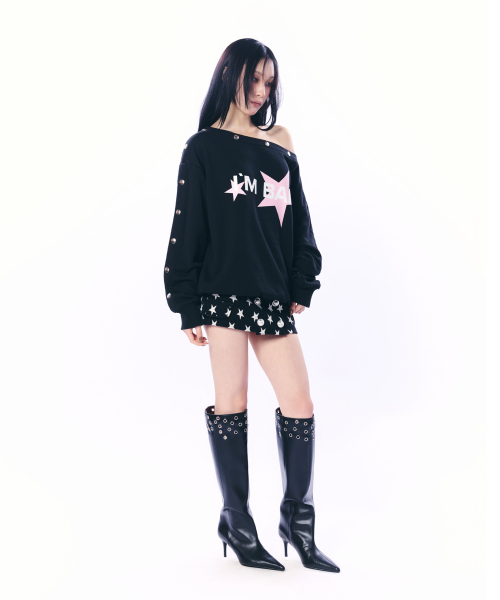 SETUP-EXE(セットアップイーエックスイー)の「STUDDED SLEEVE MTM / BLACK(スウェット・レディース・その他・OS)」の5枚目の写真